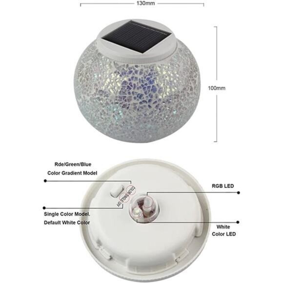Color Changing Solar Powered Glass Ball Garden Lights, Table Lamps Waterproof - Picture 2 of 7